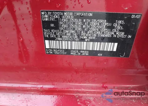 2007 Toyota Rav4 Sport V6 z USA, uszkodzony, nr VIN JTMBK32V976017481